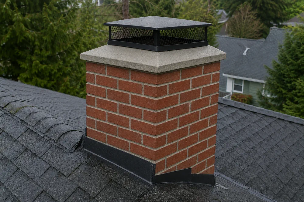 After: rebuilt crown and a new stainless steel chimney cap